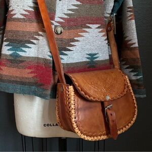 SOLD💔Vintage Tooled Leather Crossbody Bag - Boho Sun God Purse